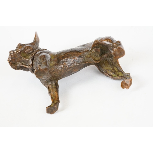 218 - An ornamental bronze figure of a French bulldog, stands approx 6cm in height.