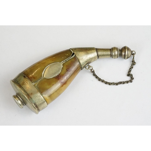 228 - An antique pocket powder flask, length approx 10cm.