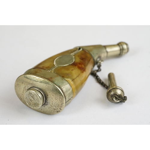 228 - An antique pocket powder flask, length approx 10cm.