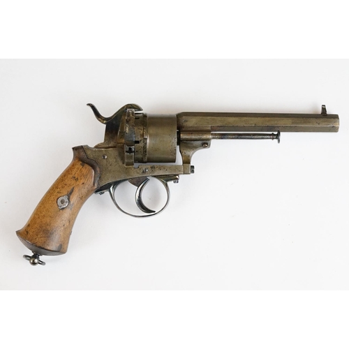 229 - An antique 19th century six shot pinfire revolver, no visible makers marks.