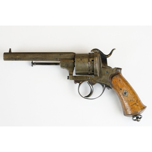 229 - An antique 19th century six shot pinfire revolver, no visible makers marks.