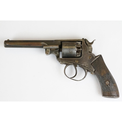 230 - An antique 19th century six shot percussion revolver, no visible makers marks, wooden grips.