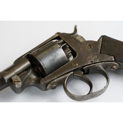 230 - An antique 19th century six shot percussion revolver, no visible makers marks, wooden grips.