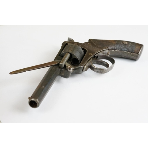 230 - An antique 19th century six shot percussion revolver, no visible makers marks, wooden grips.