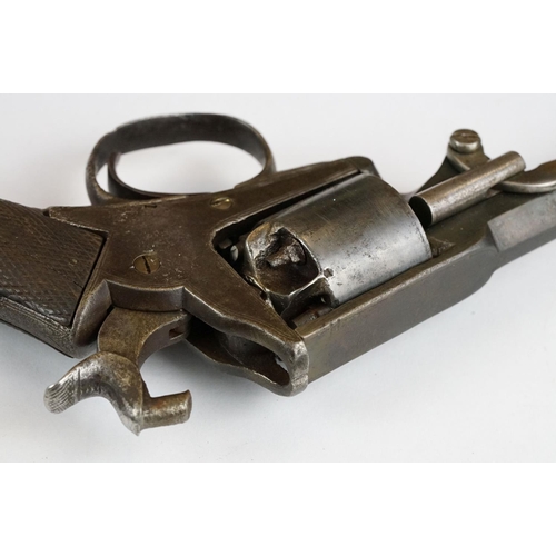 230 - An antique 19th century six shot percussion revolver, no visible makers marks, wooden grips.