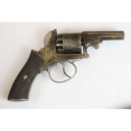 231 - An antique 19th century six shot percussion revolver, no visible makers marks, wooden grips.