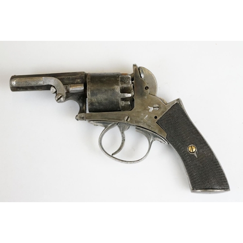 231 - An antique 19th century six shot percussion revolver, no visible makers marks, wooden grips.