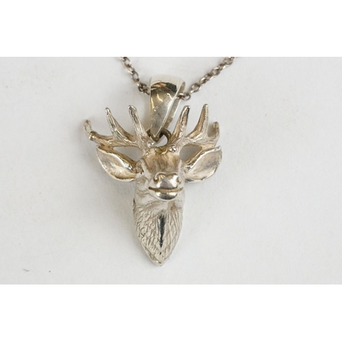 236 - Silver Pendant in the form of a Stag’s Head on a Silver Link Chain