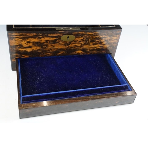 125 - 19th Century coromandel vanity box, the lid opening to a fitted interior with lift-out trat and two ... 