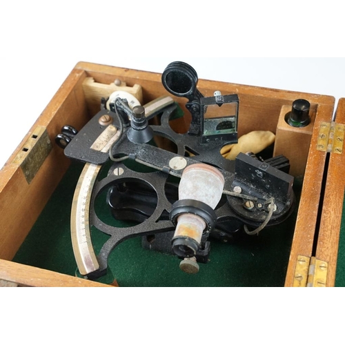 127 - Kelvin & Hughes Ltd sextant, no. 58695, wooden cased, date 1951 to lid interior. (Case measures appr... 