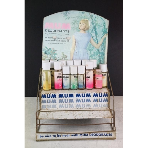 133 - Advertising - ' Mum Deodorants ' shop display stand with 15 deodorants (Pink Rose, Lemon, Blue Heath... 