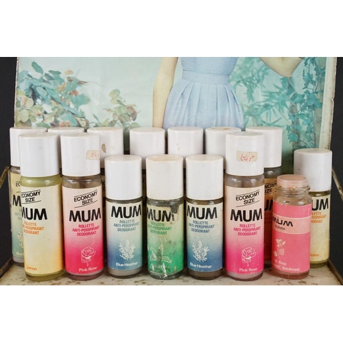 133 - Advertising - ' Mum Deodorants ' shop display stand with 15 deodorants (Pink Rose, Lemon, Blue Heath... 