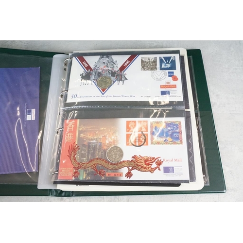 440 - Collection of coin covers contained within two albums, approx 35 coin covers, to include 50th Annive... 