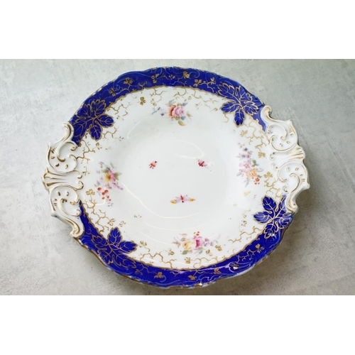 92 - 19th century tea ware with floral decoration & cobalt blue glazing on a white ground, to include tea... 