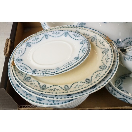 97 - Pountney & Bristol ltd Bath Pattern dinner service to include serving platters, dinner plates, turee... 