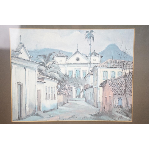 505 - Continental school, street scene, heavily impasto oil on canvas, indistinctly signed lower right, 38... 