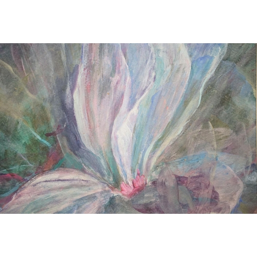 510 - Mary Towsey, 20th century study of a flower in bloom, watercolour, 31 x 31cm, framed and glazed toge... 