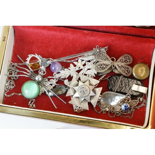 356 - A collection of mainly vintage costume jewellery to include silver examples.