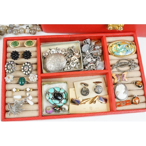 356 - A collection of mainly vintage costume jewellery to include silver examples.