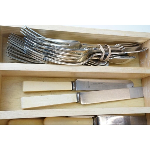 358 - A collection of mixed silver plated cutlery contained within two boxes