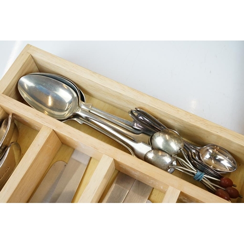 358 - A collection of mixed silver plated cutlery contained within two boxes