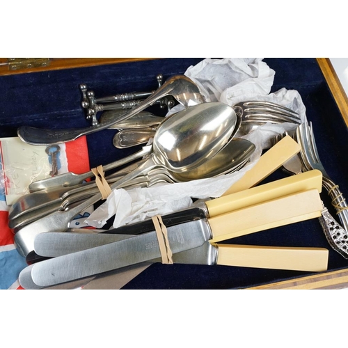 358 - A collection of mixed silver plated cutlery contained within two boxes