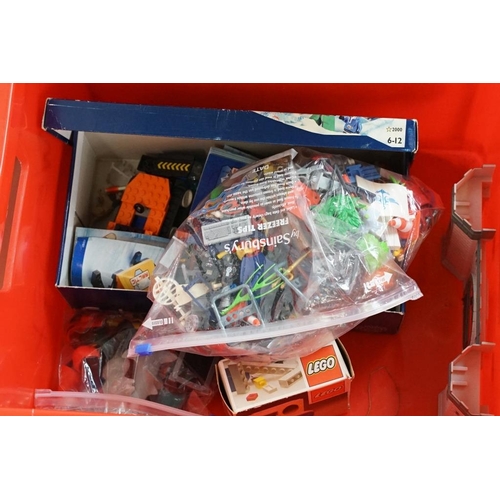 416 - Collection of assorted loose lego, duplo and paymobil across two boxes. Includes Lego arctic vehicle... 