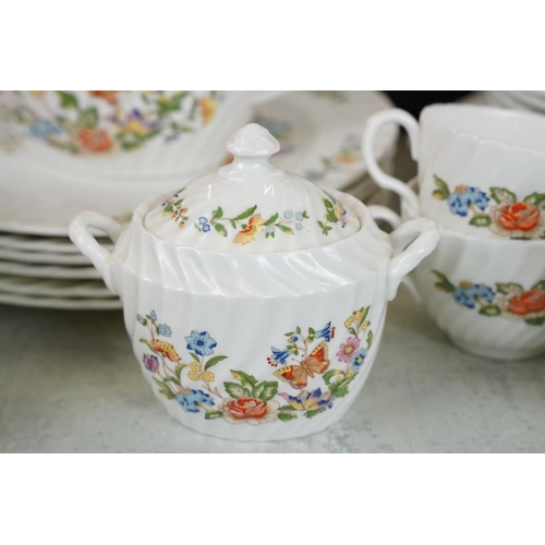 89 - Aynsley ' Cottage Garden ' tea & dinner ware to include teapot & cover, 6 teacups & saucers, 6 tea p... 