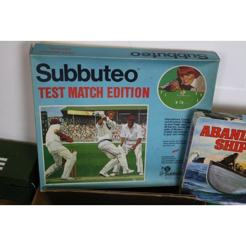 420 - Collection of mixed games / board games to include Subbuteo Table Soccer Club Edition, Subbuteo Cric... 