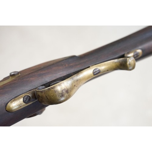 232 - Percussion cap muzzle loading rifle with short barrel and brass fittings, plus a shotgun case