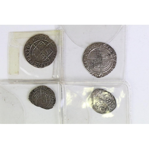 269 - Two British King Henry VIII hammered silver Groat coins together with two half groats to include Sou... 