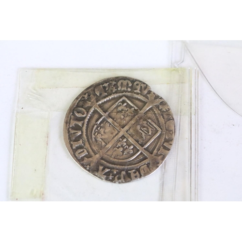 269 - Two British King Henry VIII hammered silver Groat coins together with two half groats to include Sou... 