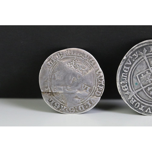 270 - A British King Edward VI hammered silver sixpence coin (London Mint) together with a shilling (3rd P... 