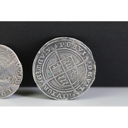 270 - A British King Edward VI hammered silver sixpence coin (London Mint) together with a shilling (3rd P... 