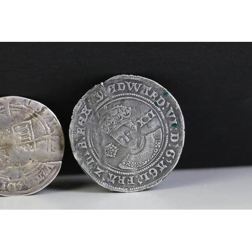 270 - A British King Edward VI hammered silver sixpence coin (London Mint) together with a shilling (3rd P... 