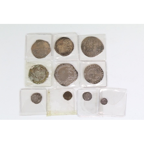 274 - A collection of nine British King Charles I hammered silver coins to include Half Crown, Shillings, ... 