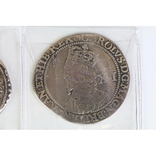 274 - A collection of nine British King Charles I hammered silver coins to include Half Crown, Shillings, ... 