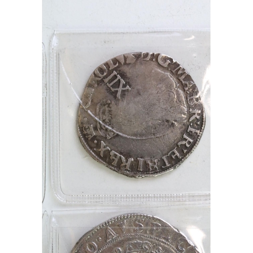 274 - A collection of nine British King Charles I hammered silver coins to include Half Crown, Shillings, ... 