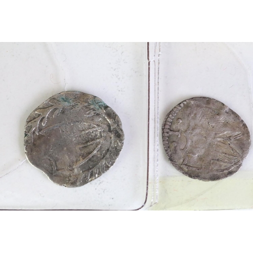 Two British Oliver Cromwell hammered silver coins to include a half ...