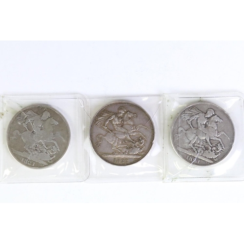 292 - A collection of three British King George IIII early milled silver full crown coins to include 2 x 1... 