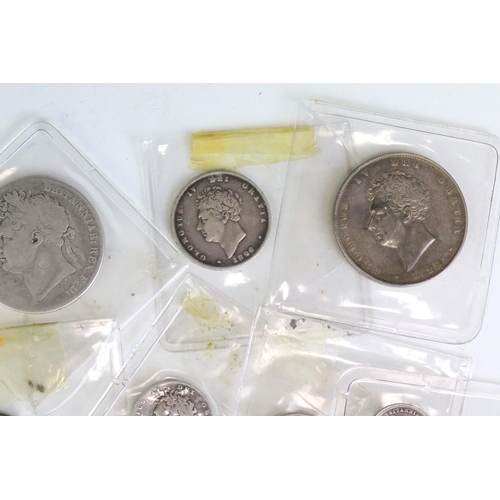 293 - A collection of British King George IIII early milled silver and copper coins to include half crowns... 