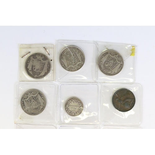 294 - A collection of British King William IIII early milled silver and copper coins to include half crown... 