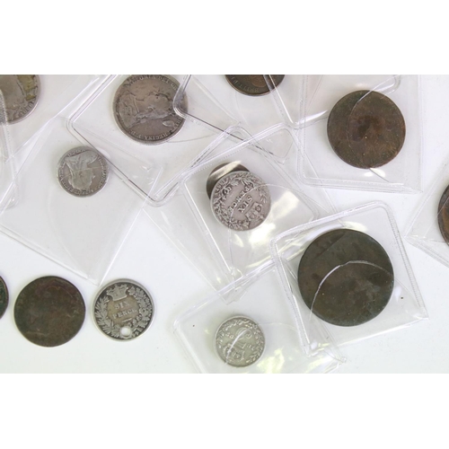 300 - A collection of British Queen Victoria silver and copper coins to include half crown, florin, shilli... 