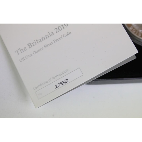 228 - A United Kingdom Royal Mint 2019 Britannia fine silver 1oz coin encapsulated within fitted display b... 