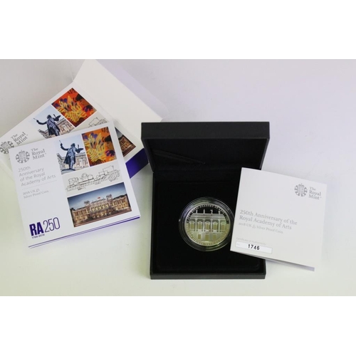 231 - A United Kingdom Royal Mint 2018 250th Anniversary of the Royal Academy of Arts £5 silver proof coin... 