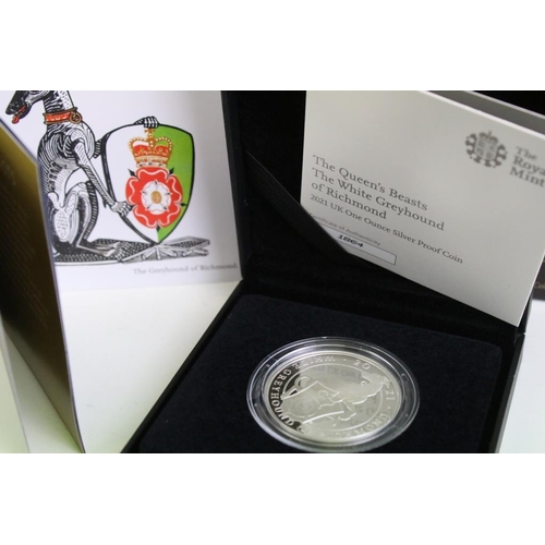 234 - A collection of six United Kingdom Royal Mint 'The Queens Beasts' One Ounce silver proof coins to in... 