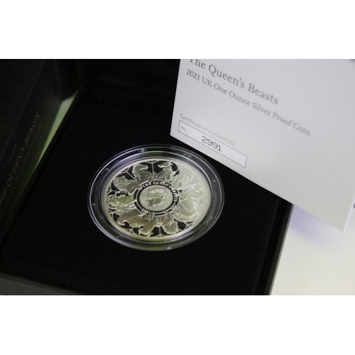 234 - A collection of six United Kingdom Royal Mint 'The Queens Beasts' One Ounce silver proof coins to in... 