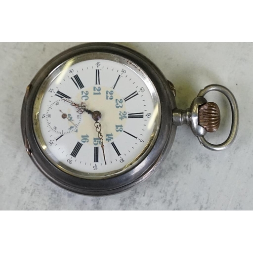 610 - Collection of pocket watches and fob watches to include a silver open face top wind pocket watch; a ... 