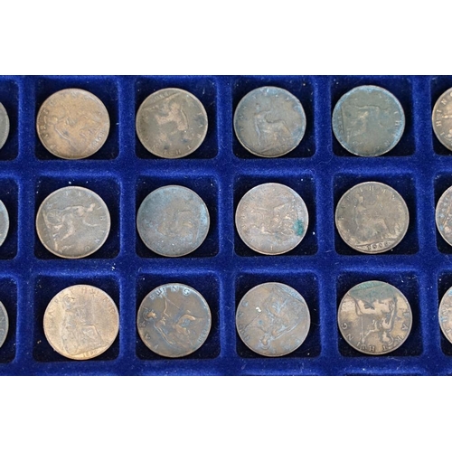 240 - A collection of British pre decimal copper farthing coins to include Queen Victoria and King George ... 