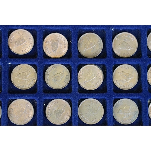 240 - A collection of British pre decimal copper farthing coins to include Queen Victoria and King George ... 